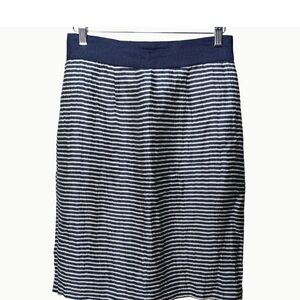 ANN TAYLOR LOFT NAUTICAL BLUE STRIPE LINEN LINED STRAIGHT SKIRT 10